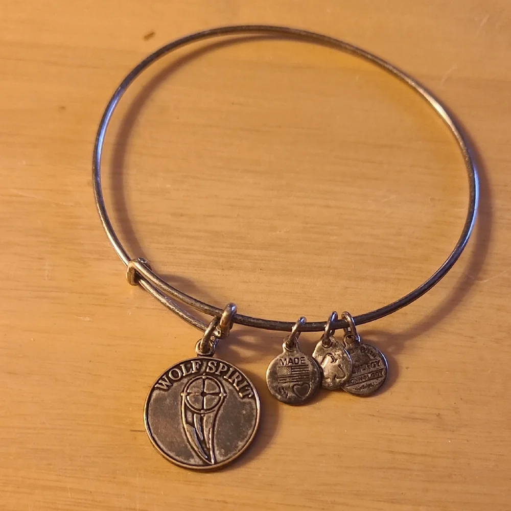Alex and Ani Silver Wolf Spirit Charm Bracelet